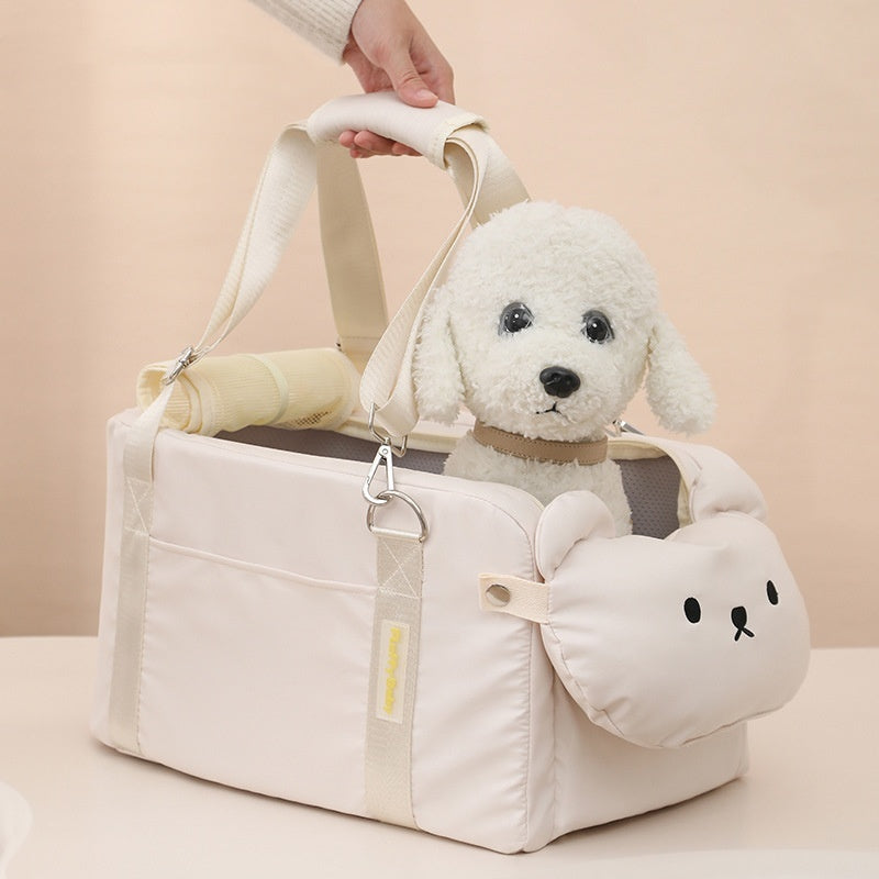 HKM-463443 Beige Cartoon Soft Polyester Pet Travel Bag for Small Cats and Dogs