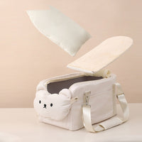 HKM-463443 Beige Cartoon Soft Polyester Pet Travel Bag for Small Cats and Dogs