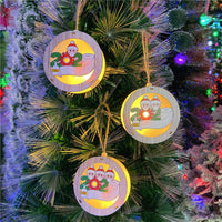 HKM-463443 Christmas Wood Light Box Pendant - Santa Claus Design, 10x10x2.5cm