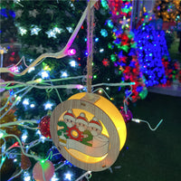 HKM-463443 Christmas Wood Light Box Pendant - Santa Claus Design, 10x10x2.5cm
