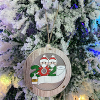 HKM-463443 Christmas Wood Light Box Pendant - Santa Claus Design, 10x10x2.5cm