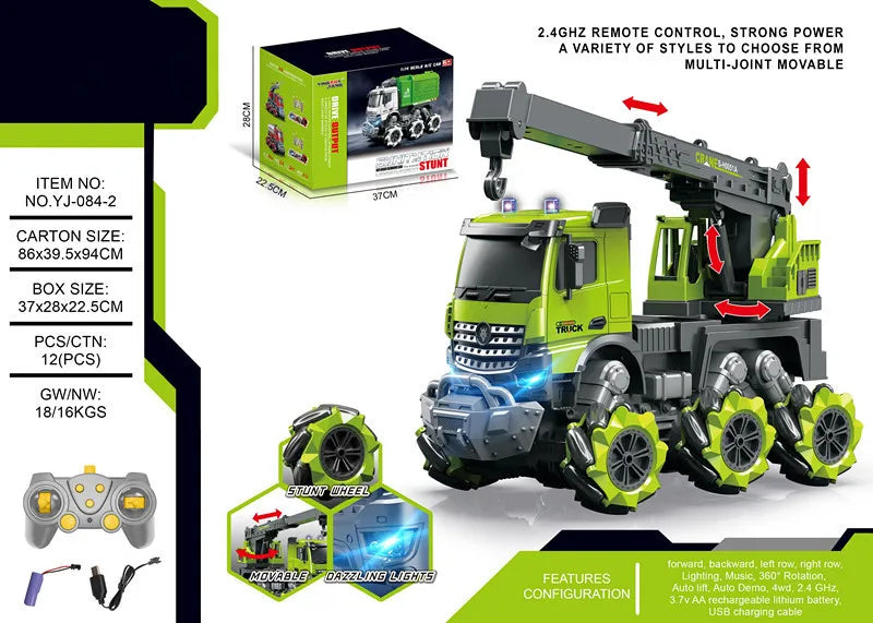 HKM-463571 RC Mixer Truck with Light & Music - Remote Control Stunt Vehicle for Kids (Ages 5-14)