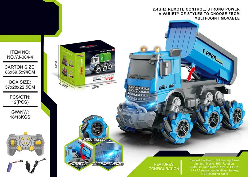 HKM-463571 RC Mixer Truck with Light & Music - Remote Control Stunt Vehicle for Kids (Ages 5-14)