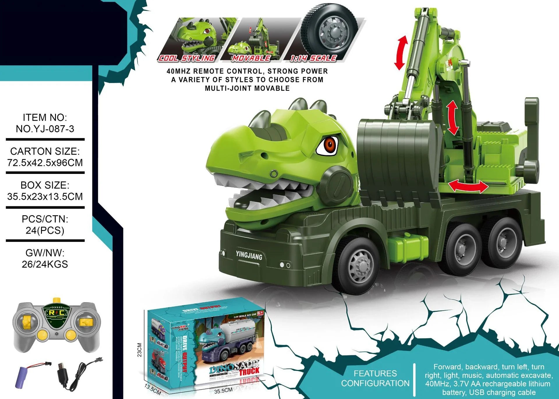 HKM-463571 RC Mixer Truck with Light & Music - Remote Control Stunt Vehicle for Kids (Ages 5-14)