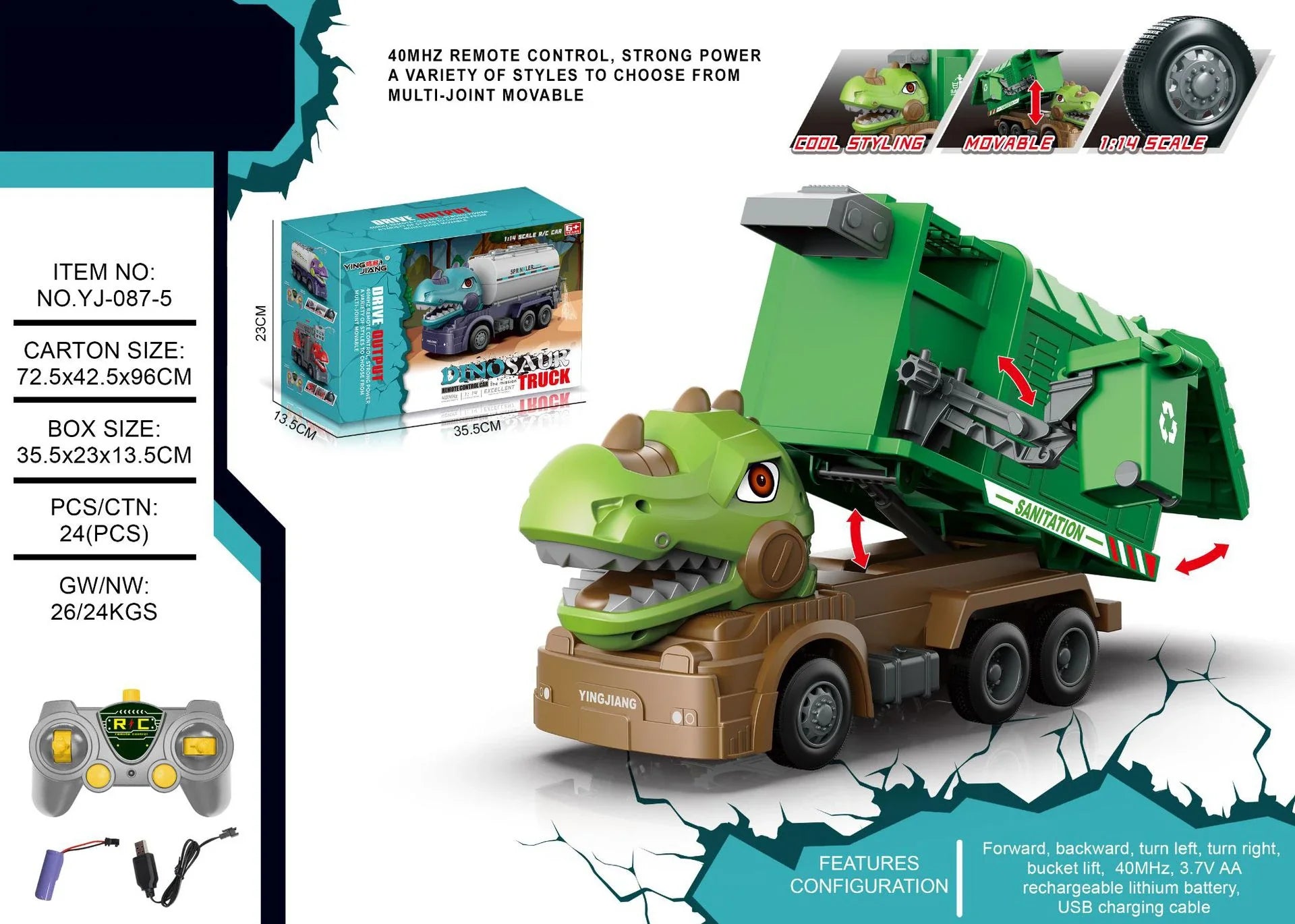 HKM-463571 RC Mixer Truck with Light & Music - Remote Control Stunt Vehicle for Kids (Ages 5-14)