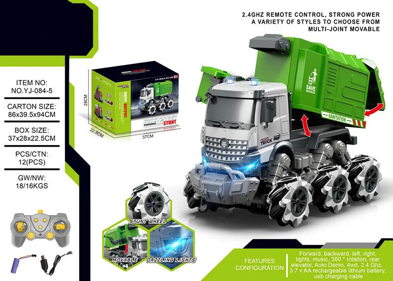 HKM-463571 RC Mixer Truck with Light & Music - Remote Control Stunt Vehicle for Kids (Ages 5-14)