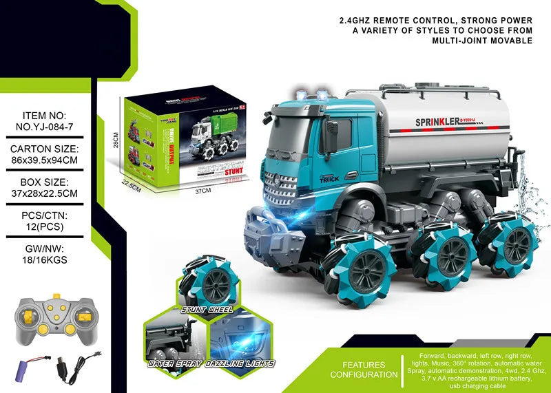 HKM-463571 RC Mixer Truck with Light & Music - Remote Control Stunt Vehicle for Kids (Ages 5-14)