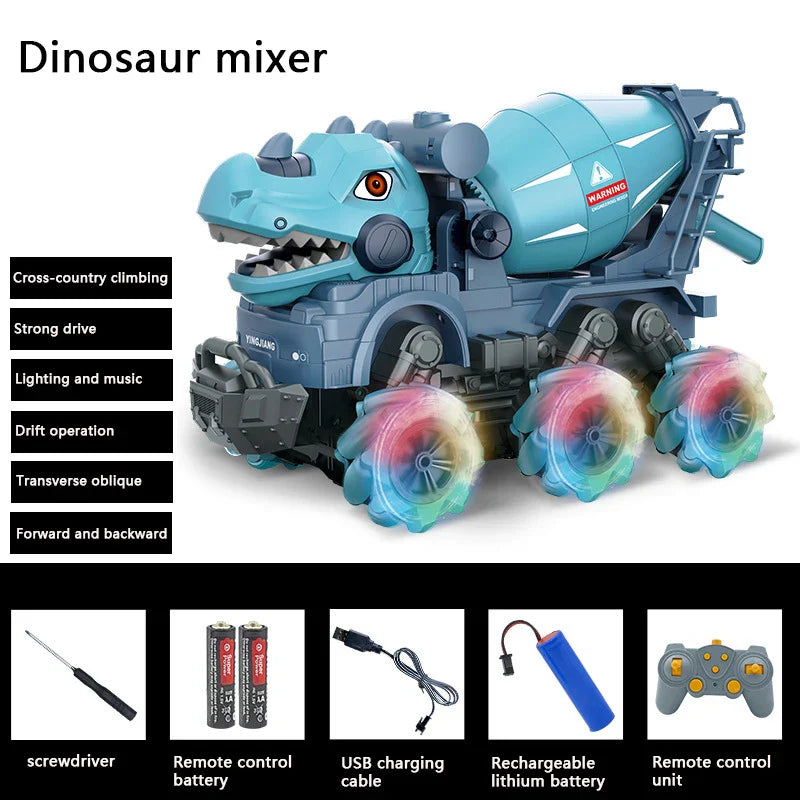 HKM-463571 RC Mixer Truck with Light & Music - Remote Control Stunt Vehicle for Kids (Ages 5-14)