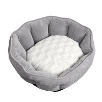 HKM-463699 Shell-Shaped Pet Nest in Imitation Suede and Printed Plush, Available in Pink, Gray, Khaki