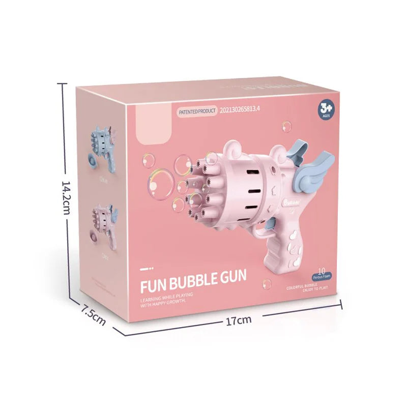 HKM-463955 Battery Operated Bubble Machine for Kids - 10 Holes Fun Outdoor Toy