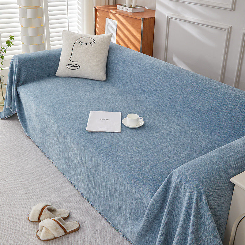 KTX-463955 Chenille Herringbone Pattern Non-slip Sofa Cover - Stain Resistant All-inclusive Protection