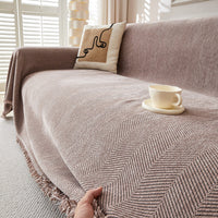 HKM-463955 Chenille Herringbone Pattern Non-slip Sofa Cover - Stain Resistant All-inclusive Protection