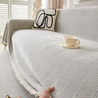 HKM-463955 Chenille Herringbone Pattern Non-slip Sofa Cover - Stain Resistant All-inclusive Protection