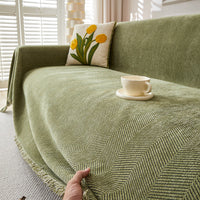 HKM-463955 Chenille Herringbone Pattern Non-slip Sofa Cover - Stain Resistant All-inclusive Protection