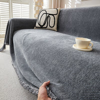 HKM-463955 Chenille Herringbone Pattern Non-slip Sofa Cover - Stain Resistant All-inclusive Protection