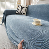 HKM-463955 Chenille Herringbone Pattern Non-slip Sofa Cover - Stain Resistant All-inclusive Protection