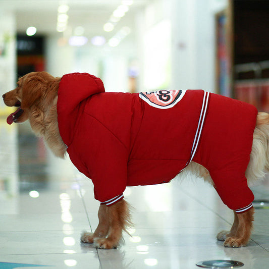 HKM-463955 Heavy Padded Dog Coat for Large Breeds - Sizes 26 to 38 in Red and Navy