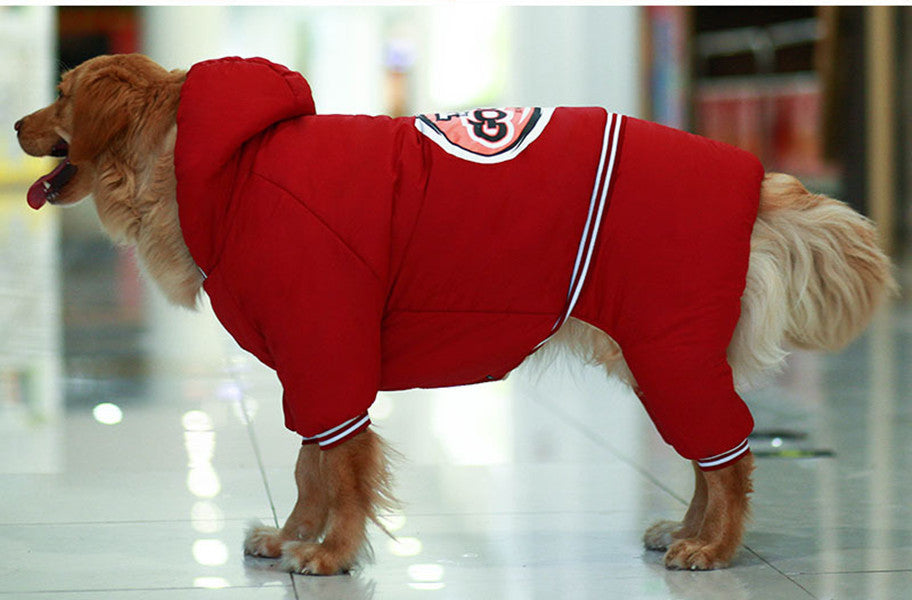 HKM-463955 Heavy Padded Dog Coat for Large Breeds - Sizes 26 to 38 in Red and Navy