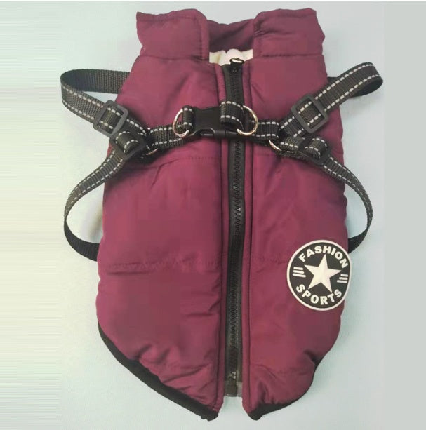 HKM-463955 Heavy Padded Dog Coat for Large Breeds - Sizes 26 to 38 in Red and Navy