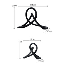 HKM-464083 Modern Black Resin Twisted Knot Abstract Geometric Ornament - Small and Large Sizes Available