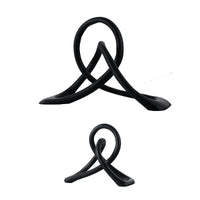 HKM-464083 Modern Black Resin Twisted Knot Abstract Geometric Ornament - Small and Large Sizes Available