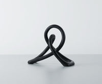 HKM-464083 Modern Black Resin Twisted Knot Abstract Geometric Ornament - Small and Large Sizes Available