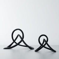 HKM-464083 Modern Black Resin Twisted Knot Abstract Geometric Ornament - Small and Large Sizes Available