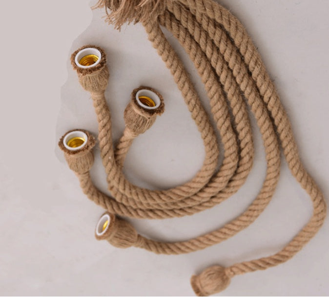 HKM-464147 Handmade Long Hemp Rope Chandelier for Creative DIY Decor