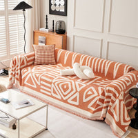 HKM-464211 Bohemian Geometric Pattern Polyester Sofa Cover Towel – Dustproof & Universal Fit for All Seasons