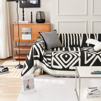 HKM-464211 Bohemian Geometric Pattern Polyester Sofa Cover Towel – Dustproof & Universal Fit for All Seasons