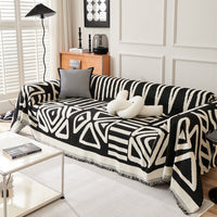 HKM-464211 Bohemian Geometric Pattern Polyester Sofa Cover Towel – Dustproof & Universal Fit for All Seasons