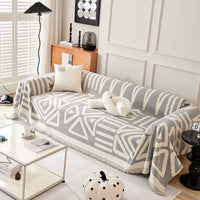 HKM-464211 Bohemian Geometric Pattern Polyester Sofa Cover Towel – Dustproof & Universal Fit for All Seasons
