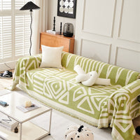 HKM-464211 Bohemian Geometric Pattern Polyester Sofa Cover Towel – Dustproof & Universal Fit for All Seasons