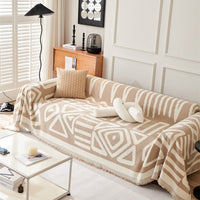HKM-464211 Bohemian Geometric Pattern Polyester Sofa Cover Towel – Dustproof & Universal Fit for All Seasons