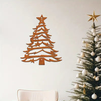 HKM-464275 Gold Metal Iron Christmas Tree Wall Decoration - Modern Home Décor 18x15cm & 30x25cm