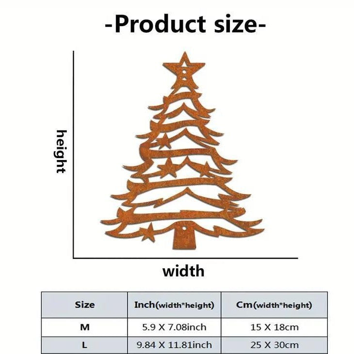 HKM-464275 Gold Metal Iron Christmas Tree Wall Decoration - Modern Home Décor 18x15cm & 30x25cm