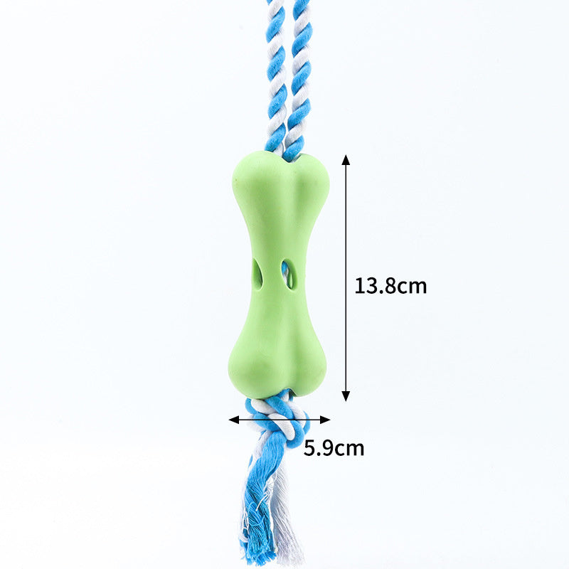 HKM-464339 Leaking Bone Rope Knot Toy for Dogs - Chewable, Boredom Relief with Beef Strips and Cheese Feature