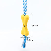 HKM-464339 Leaking Bone Rope Knot Toy for Dogs - Chewable, Boredom Relief with Beef Strips and Cheese Feature