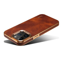 HKM-464403 Vintage Oil Wax Leather Phone Case for iPhone – Slim, Handmade, 360-Degree Protection