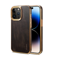 HKM-464403 Vintage Oil Wax Leather Phone Case for iPhone – Slim, Handmade, 360-Degree Protection