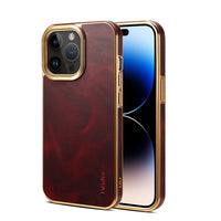HKM-464403 Vintage Oil Wax Leather Phone Case for iPhone – Slim, Handmade, 360-Degree Protection