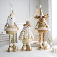HKM-464595 Retractable Christmas Doll Decorations - Golden Snowman, Elk & Santa