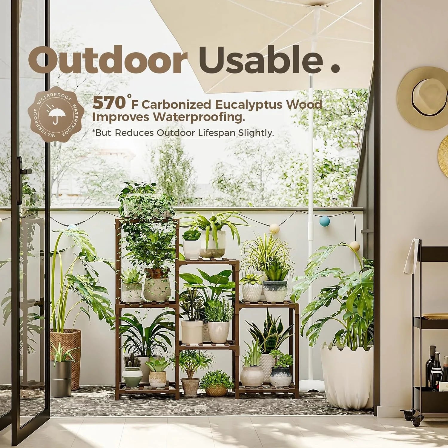 KTX-464659 Customizable Vertical Multi-Layer Wooden Flower Pot Stand