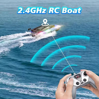 HKM-464723 High-Speed 2.4G Waterproof Remote Control Boat with Double Paddle and Lights - Ages 5 and Up