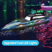 HKM-464723 High-Speed 2.4G Waterproof Remote Control Boat with Double Paddle and Lights - Ages 5 and Up