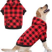 HKM-464723 Thickened Christmas Dog Clothes in Black and Red Plaid - Cozy Apparel for Small to Large Dogs