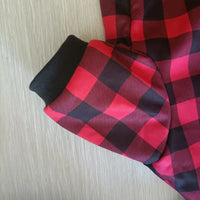 HKM-464723 Thickened Christmas Dog Clothes in Black and Red Plaid - Cozy Apparel for Small to Large Dogs