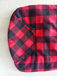 HKM-464723 Thickened Christmas Dog Clothes in Black and Red Plaid - Cozy Apparel for Small to Large Dogs