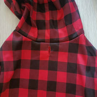 HKM-464723 Thickened Christmas Dog Clothes in Black and Red Plaid - Cozy Apparel for Small to Large Dogs