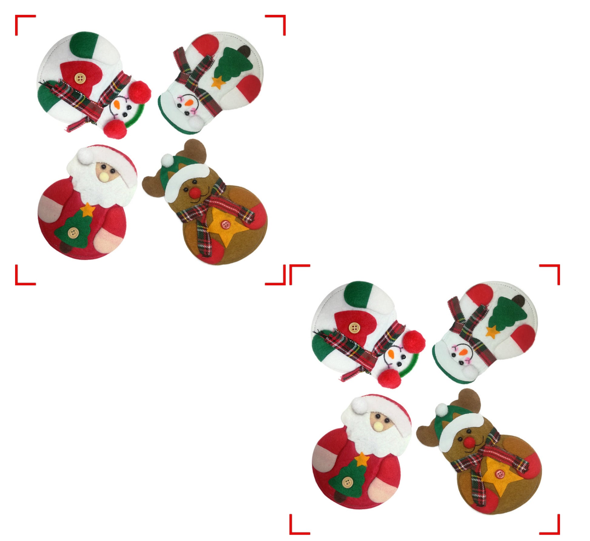 HKM-464915 Christmas Snowman Cutlery Covers for Dining Table - Set of 4 Festive Designs in Non-Woven Fabric